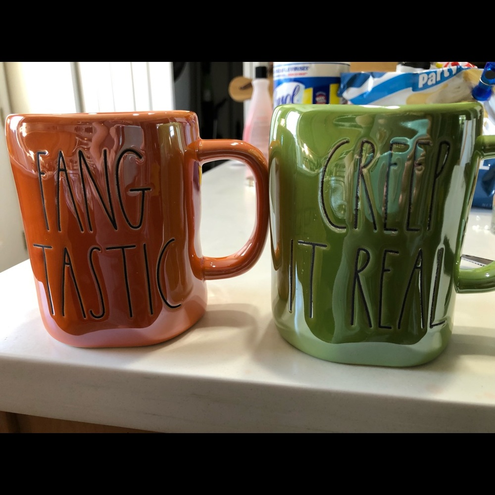 Rae Dunn Fangtastic and Creep it real mugs